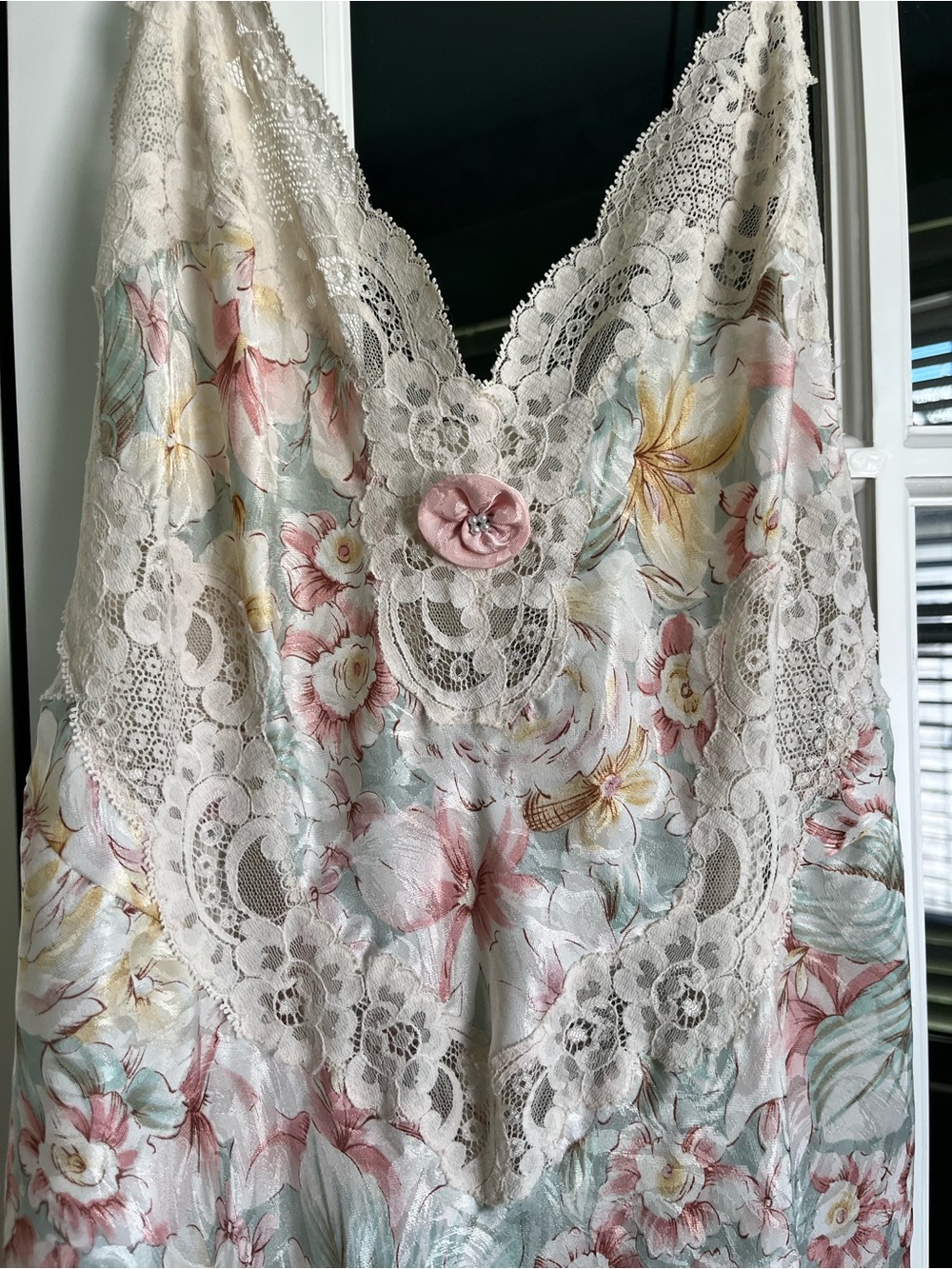 Vintage 90s Christian Dior Floral Silk-Satin Maxi Slip Dress ILGWU - Picture 2 of 11